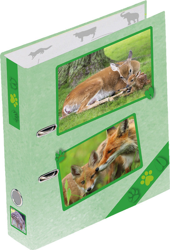Pagna Ordner Tierspuren – A4 Hochformat – 2-Ring Hebelmechanik, Ø 60 mm, Rücken 75 mm – Mehrfarbig, mit Griffloch