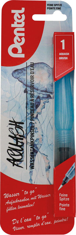 Pentel Wassertankpinsel – Blau, Kunststoff, Nylonspitze, Länge 155 mm, 1er-Pack, befüllbarer Wassertank