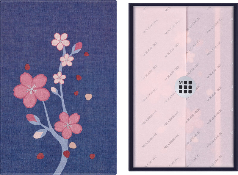Moleskine Notizbuch Limited Edition Sakura, blanko, Leimbindung, Hardcover, 176 Seiten, 100 g/m² – blau
