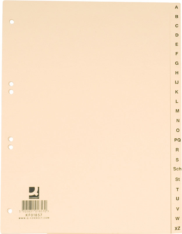 Q-connect Register – A4, 24-teilig, Papier, braun, vorgedruckt, 4-fach gelocht