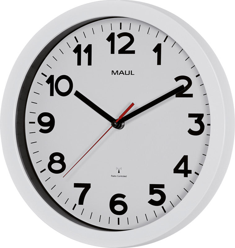 MAUL Step Funk Wanduhr – Ø 30 cm, weiss, Kunststoff