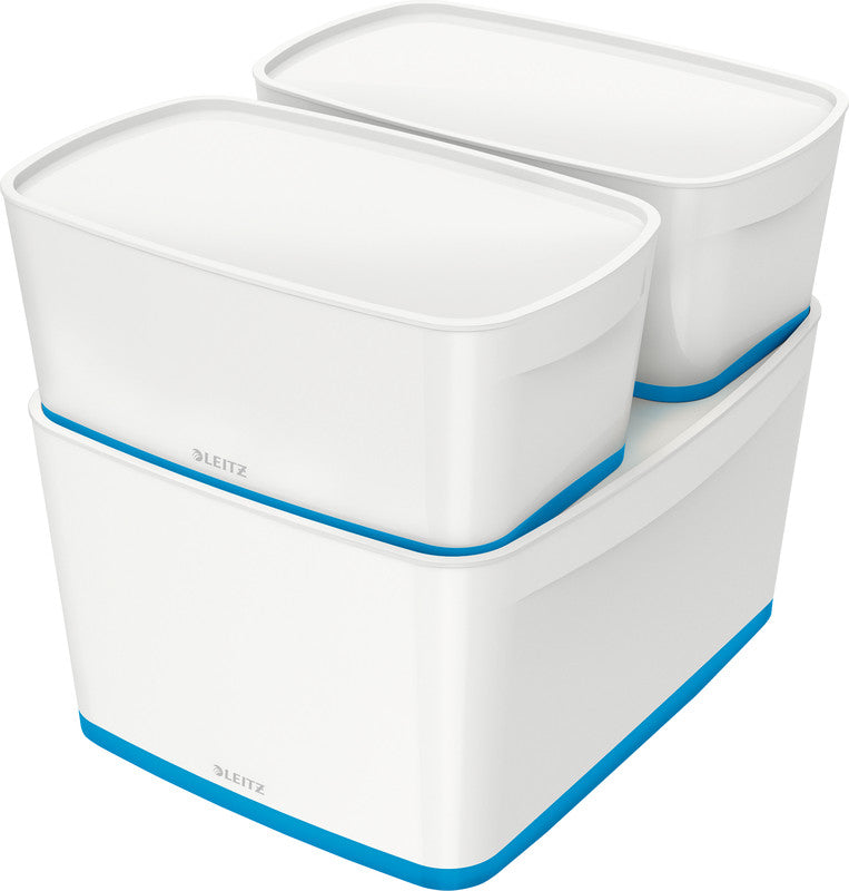 Leitz Aufbewahrungsbox MyBox – Kunststoff, weiss/blau, 31,8 × 19,8 × 38,5 cm