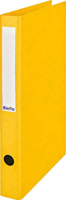 Biella Ringbuch – A4 Hoch – 2-Ring Bügelmechanik, Ø 25 mm, Rücken 31 mm – Gelb, Karton, mit Niederhalter