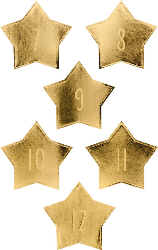 Folia Schmucketiketten, Adventskalender 1–24 – 90 × 140 mm – Gold – 24 Stk.