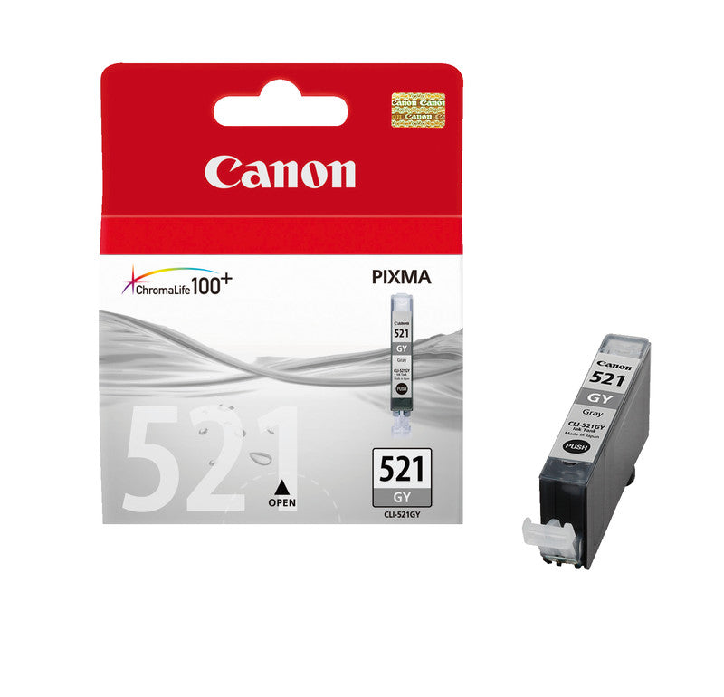 Canon Tintenpatrone CLI-521GY, Grau, 1'370 Seiten – für Tintenstrahldrucker und Multifunktionsgeräte