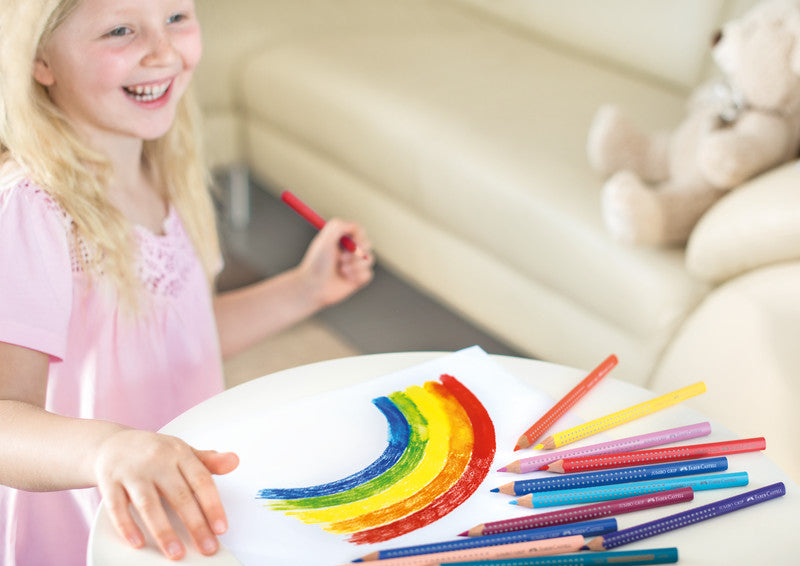 Faber-Castell Aquarellfarbstifte Jumbo Grip – 12 Farben, im Kartonetui, Ø 5,3 mm, dreikantig, FSC