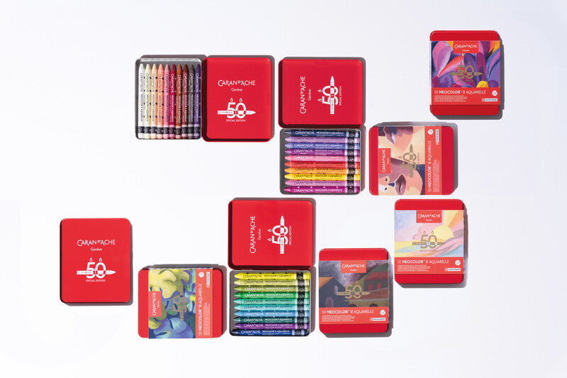 Caran d-Ache Caran d'Ache – Neocolor II – Wachsmalkreiden – Set – 10 Farben, sortiert, für dunkles Papier