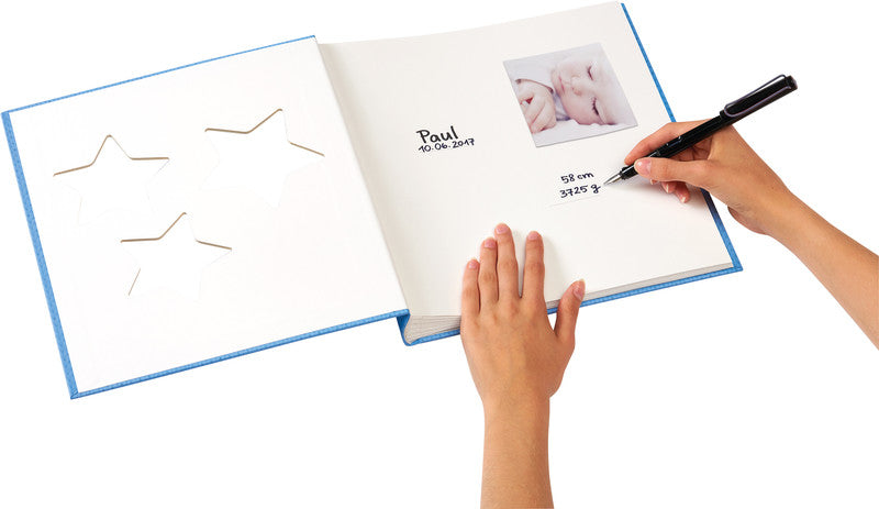 Walther Design Walther Fotoalbum Estrella – blau, illustrierter Vorspann, Karton, 280 × 305 mm