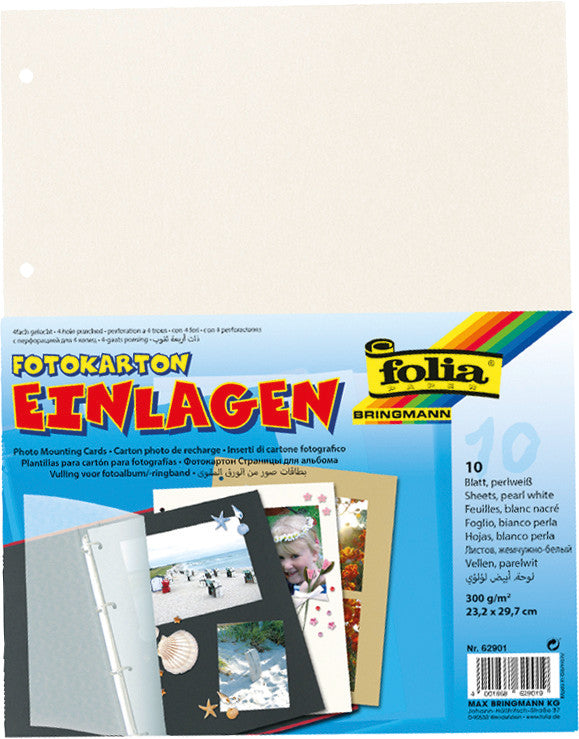 Folia Fotokarton matt, strukturiert – perlweiss – 23,2 × 29,7 cm, 10 Bogen, 300 g/m²