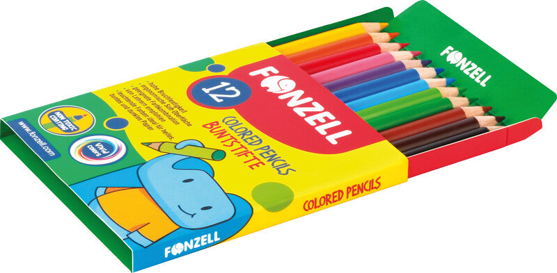 Fonzell Mini Farbstifte-Set – 12 Farben, rund, Mine Ø 3,3 mm, Kartonetui