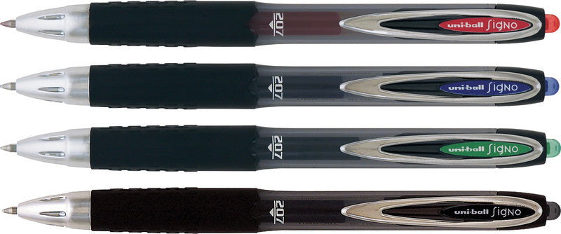Uni-Ball Signo 207 Gelschreiber – grün, 0,4 mm, dokumentenecht, wasserfest, lichtbeständig, Druckmechanik, nachfüllbar