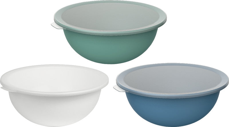 Rotho Schüssel Caruba – 4,8 l – mit Deckel, stapelbar, spülmaschinenfest – PP – blau – 32,2 × 13,3 × 30,5 cm