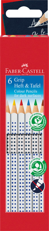 Faber-Castell Tafelkreide – 6 Farben, im Kartonetui, Ø 3 mm, dreikantig, FSC