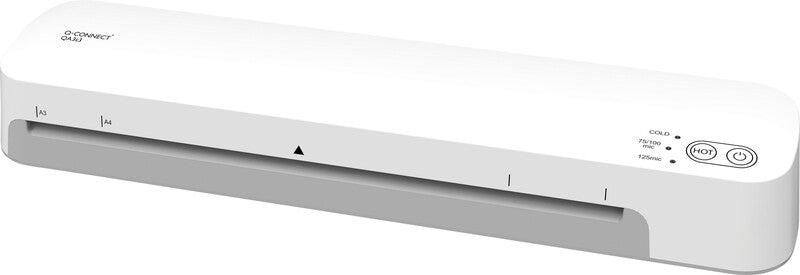 Q-CONNECT S3 Laminiergerät A3 – 2-Rollen, 75–125 µm, Kaltlamination, Aufheizzeit 1 Min., 420 mm/min, Weiss