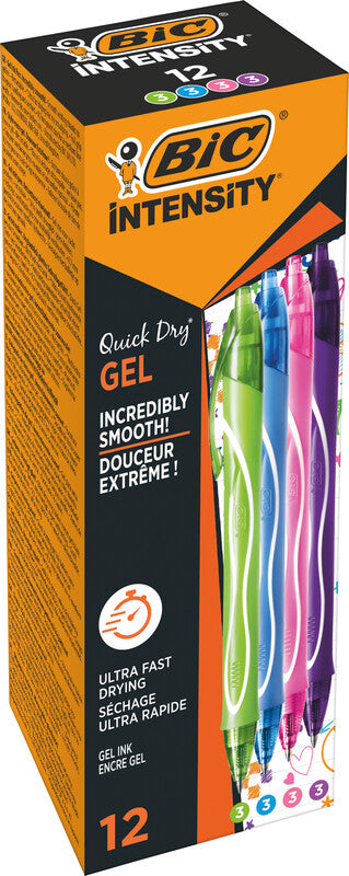 BIC Gel-ocity Quick Dry Gelschreiber – 4 Farben, 0,7 mm, schnelltrocknend, Druck, nachfüllbar