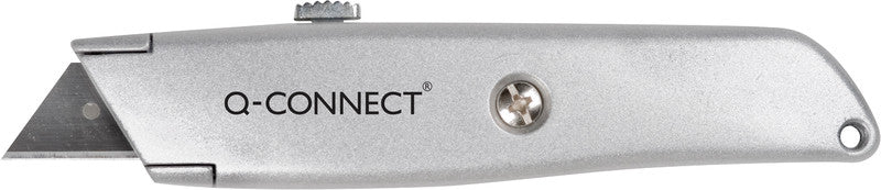 Q-CONNECT Cutter – 18 mm, Klingenarretierung, Linkshändergeeignet, Silber, inkl. 1 Klinge