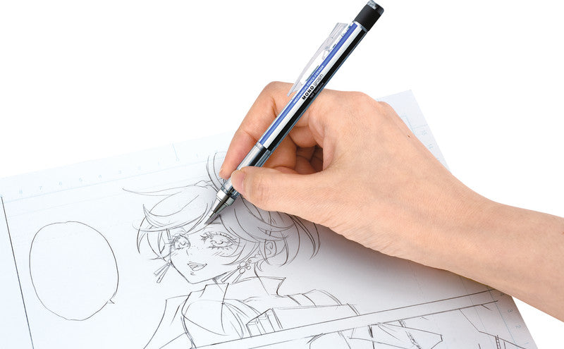 Tombow Monograph Druckbleistift – 0,5 mm, weiss/blau, Schüttel-Mechanismus
