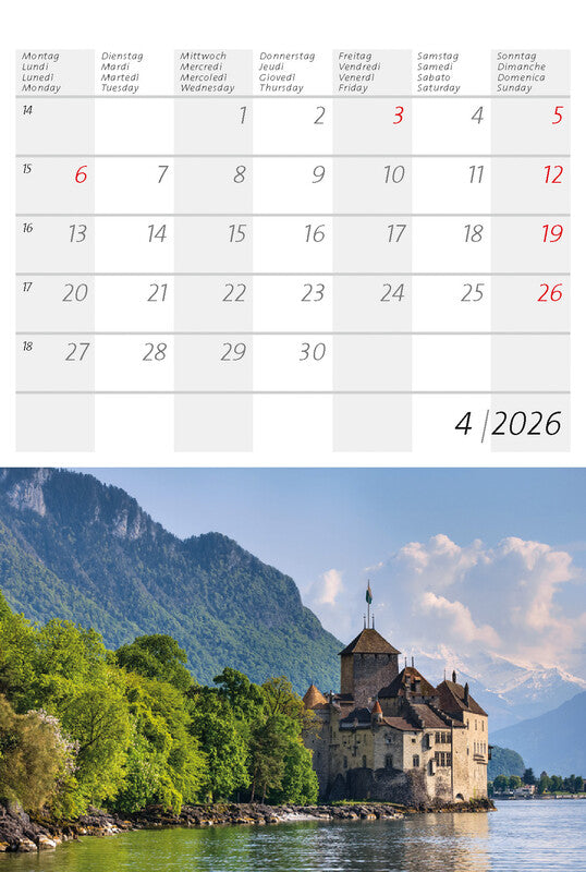 Calendaria Postkartenkalender 2026 – 14,8 × 22 cm – mit 12 Postkarten, mit Aufhänger