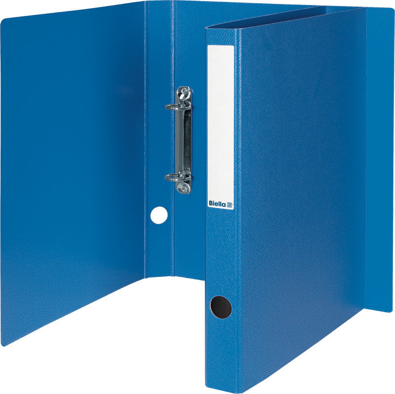 Biella Zeigebuch – A4 Hochformat – 2-Ring-Mechanik, Ø 25 mm, Rücken 31 mm – Blau, Karton, mit Griffloch