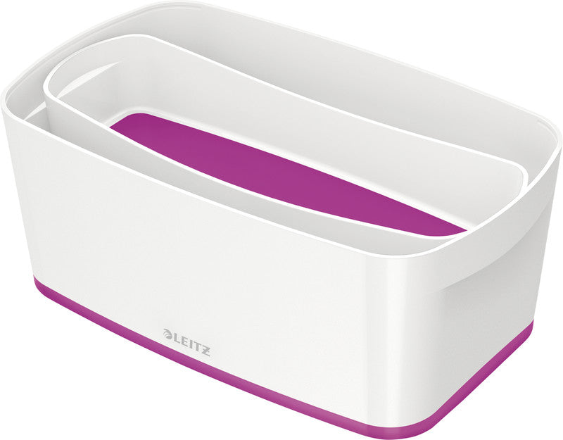 Leitz MyBox Aufbewahrungsbox – Kunststoff, weiss/violett, 31,8 × 12,8 × 19,1 cm