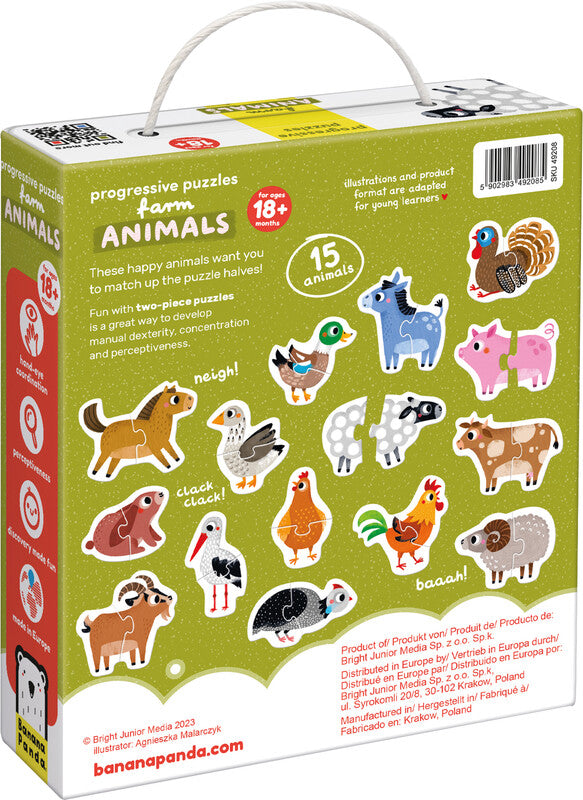 Banana panda Progressive Puzzles Bauernhoftiere – Logikspiel, 1 Spieler, ab 1,5 Jahren