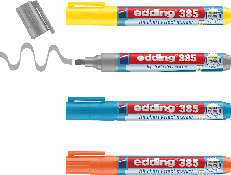 Edding Flipchart-Marker Effektmarker 385 – Kalligrafiespitze 1-5 mm – sortiert – 4er-Set – nachfüllbar