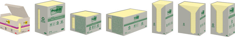 Post-it Haftnotizen Recycling Tower – 127×76 mm – Gelb, 16×100 Blatt, PEFC