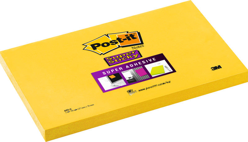 Post-it Haftnotizen Super Sticky – 127×76 mm – gelb, 90 Blatt, PEFC