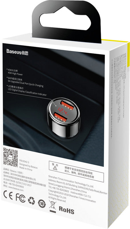 Baseus KFZ-Ladegerät – 45 W, 2× USB-A – für Zigarettenanzünder (12–24 V)