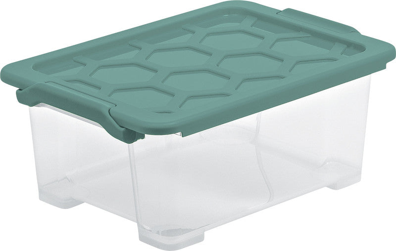 Rotho Aufbewahrungsbox Evo Safe – Kunststoff, transparent/grün, 39,3 × 16 × 28,3 cm