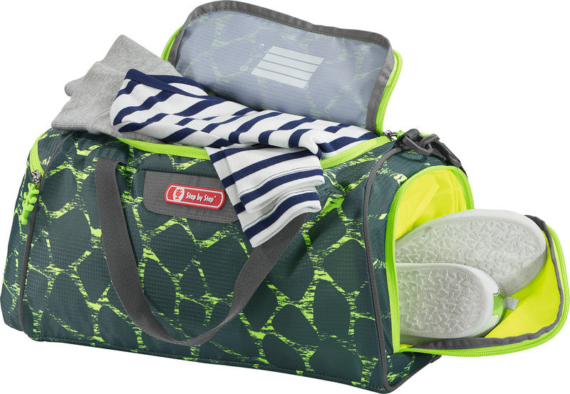 Step by Step Sporttasche CLOUD – 13 l, Motiv Dino Tres, mit Schultergurt, wasserabweisend, 38 × 20 × 23 cm