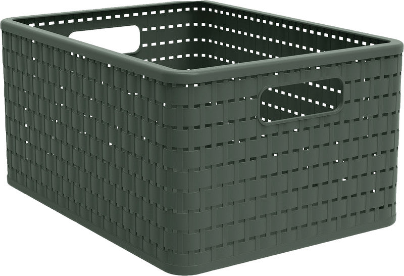 Rotho Aufbewahrungskorb – Kunststoff, Dunkelgrün, 36,8 × 19,1 × 27,8 cm