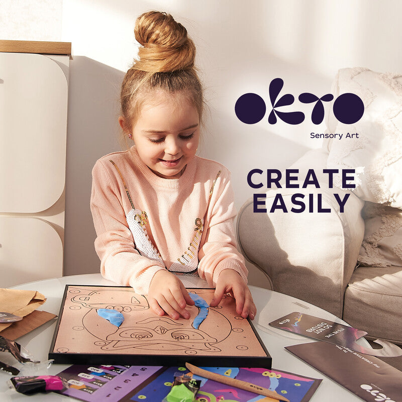 Okto Sensory Art – Modelliermasse-Set Air Clay Owl – ab 5 Jahren – 14 Modelliermassen – 290 × 290 mm