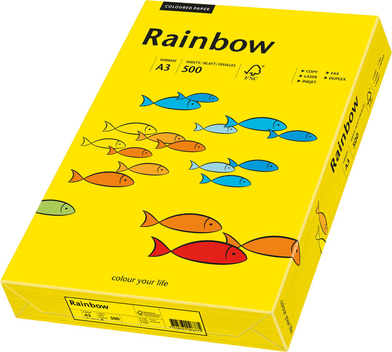 Rainbow Kopierpapier – A3, 80 g/m², Intensivgelb – für Inkjet/Laser/Kopierer – FSC – 500 Blatt