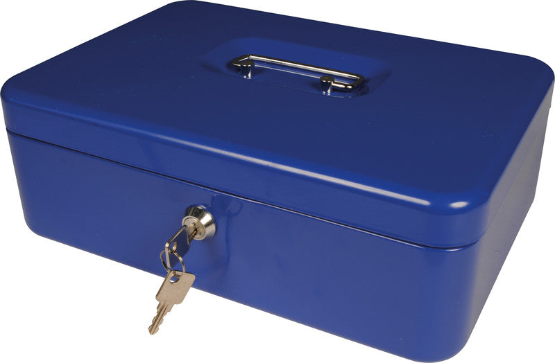 Q-Connect – Geldkassette – mit Schlüssel – 30 × 21,7 × 10 cm – Blau – Stahl