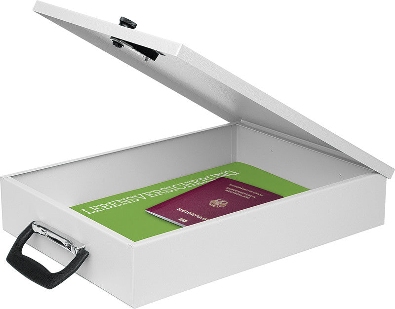 Wedo Dokumentenkassette – mit 3-stelligem Zahlenschloss, Stahl, lichtgrau, 355 × 260 × 67 mm