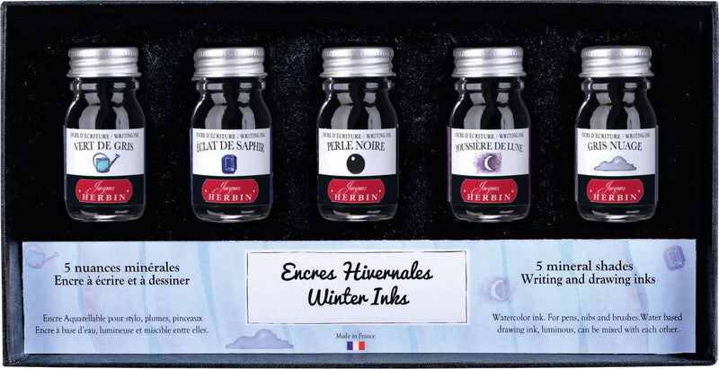 Herbin Tinten-Set – 5 Farben, sortiert – 5×10 ml (50 ml) – für Füllhalter, Stifte