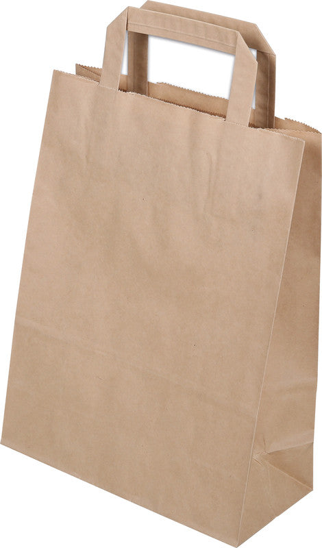 Elco Papiertragetasche mit Flachhenkel – 22 × 29 × 10 cm – Kraftpapier, 80 g/m² – Braun – 50 Stk.