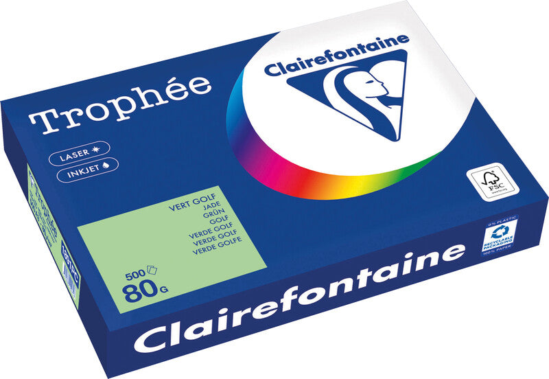 Clairefontaine Kopierpapier – A3, 80 g/m², jadegrün – für Inkjet/Laser/Kopierer – FSC, EU Ecolabel – 500 Blatt