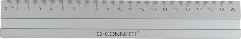 Q-connect Wandtafel-Lineal 20 cm – Aluminium, Silber, Rutschfest