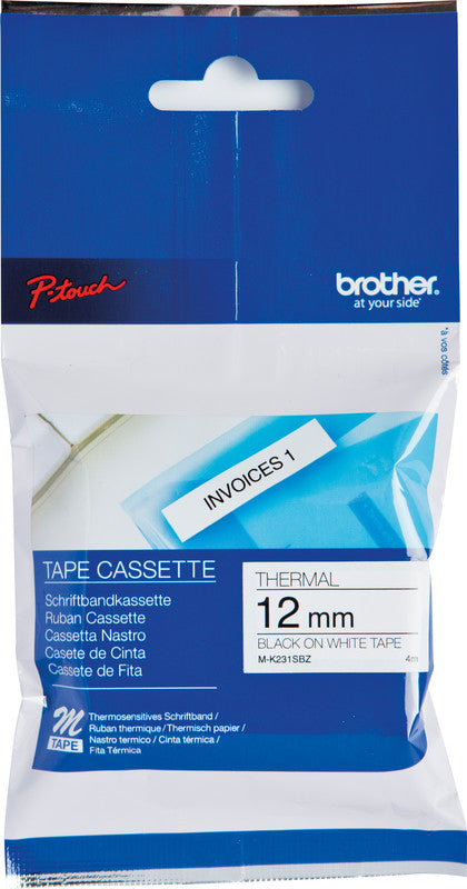 Brother Schriftband – 12 mm × 4 m, weiss, schwarz