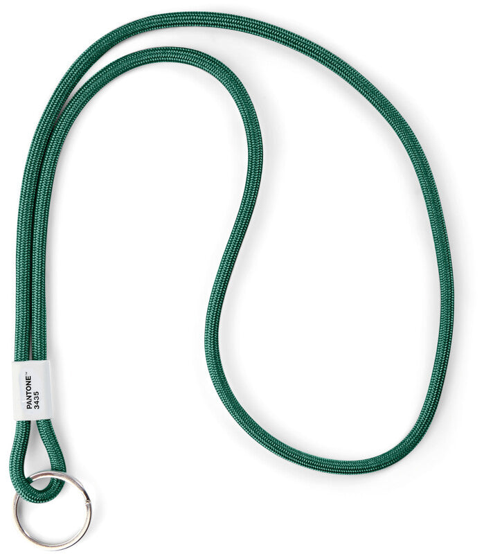 Pantone by Copenhagen Textilband Schlüsselanhänger Lang – mit Schlüsselring, Nylon/Metall, Dunkelgrün, Bandlänge 48 cm