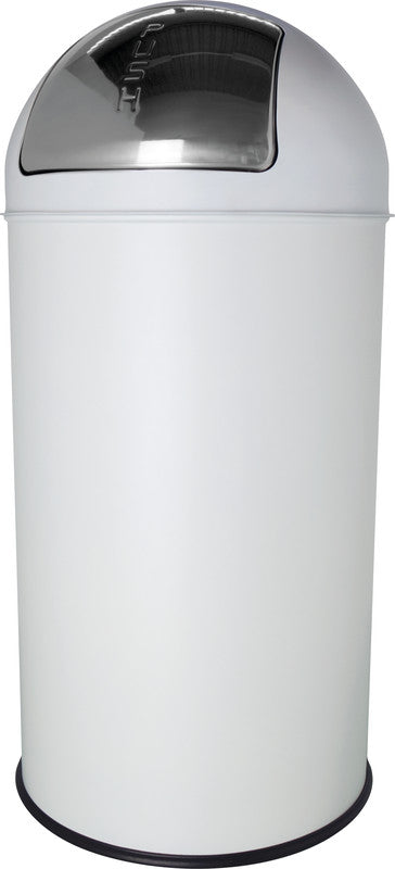 Helit Abfallcontainer – 50 l – mit Deckel – Stahl, Weiss – Ø 360 × H 745 mm