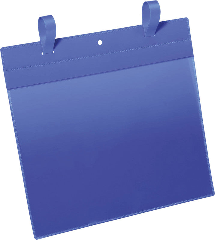 Durable Kennzeichnungstaschen – 210 × 297 mm, blau, wiederablösbar, für A4 quer, 50er-Pack