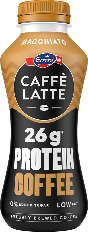 Emmi caffe latte Kaffeegetränk UHT – laktosefrei – Macchiato – 26 g Protein – kein Zuckerzusatz – 0,33 l
