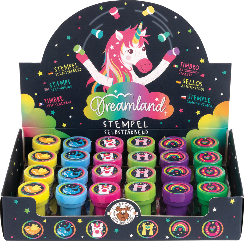 Trendhaus Dreamland Motivstempel – selbstfärbend, 6 Motive, 25 mm, sortiert