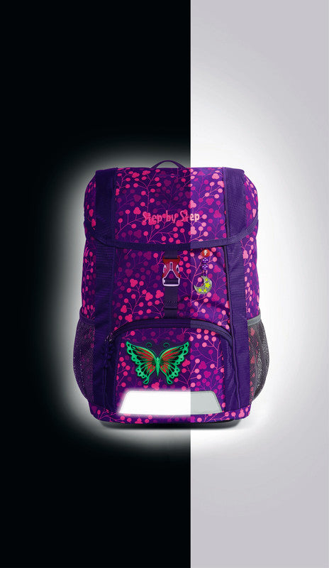 Step by Step Kindergartenrucksack-Set KID SHINE – 3-teilig – Butterfly Night Ina – mit Leuchteffekt