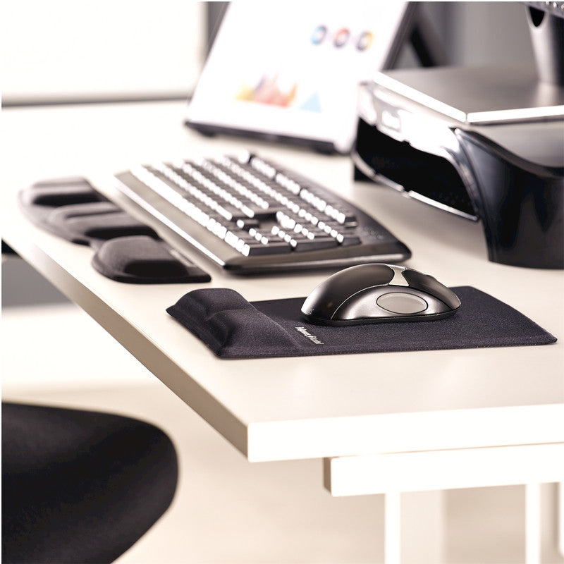 Fellowes Tastatur-Handgelenkauflage – Health‑V – für Tastatur – Memory Foam – 463×85×15 mm – Schwarz
