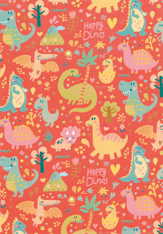 Krepppapier-Rolle School Line – 50 cm × 3 m, mehrfarbig, Dinosaurier-Motiv, 70 g/m² – Papier