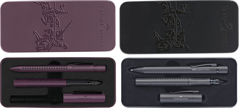 Faber-Castell Grip Edition Schreibset – Kugelschreiber XB & Füllfederhalter M – Blau – Metalletui – 2-teilig